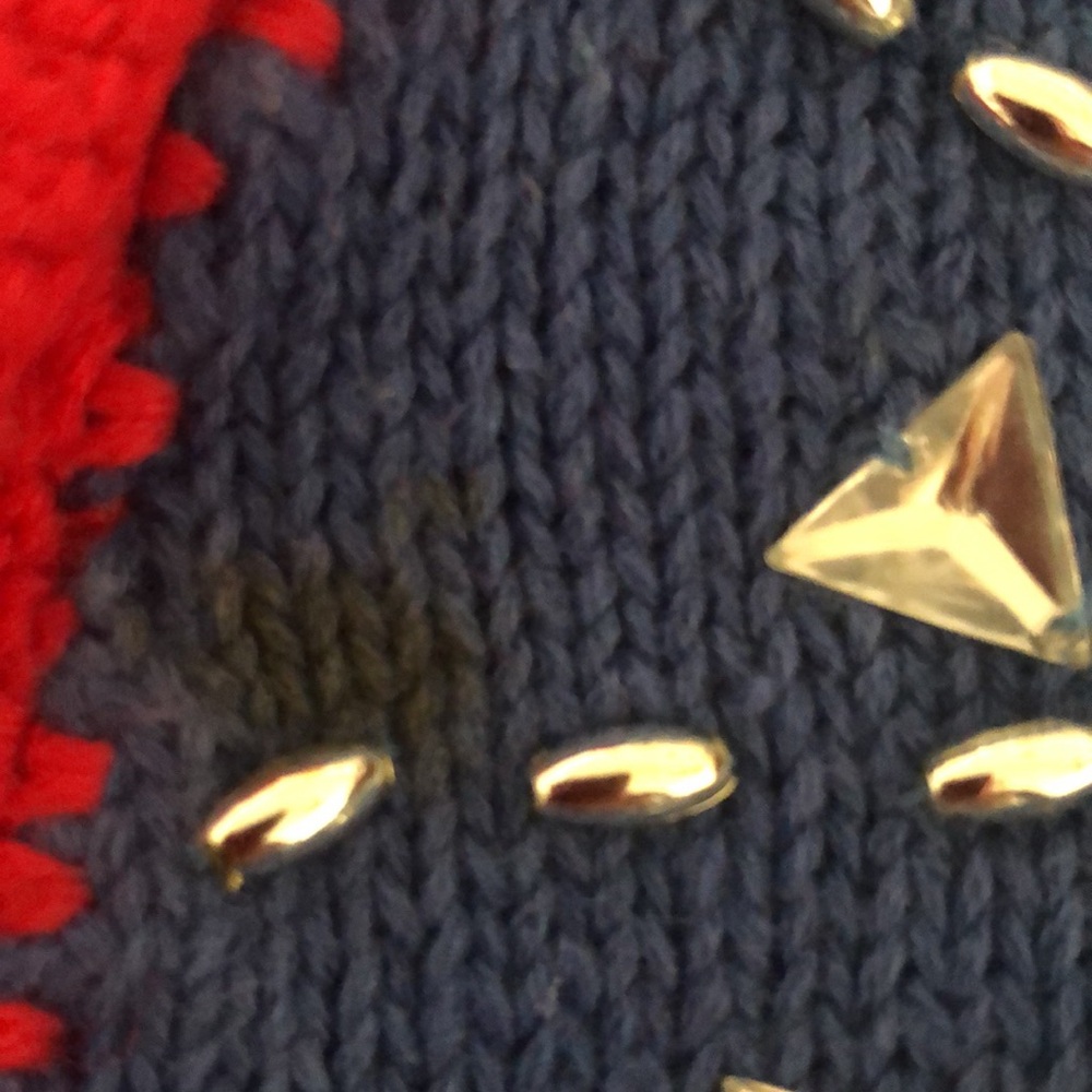 Woman’s rare Eagles Eye VTG Y2k festival scalloped knit Christmas vest - Picture 10 of 13